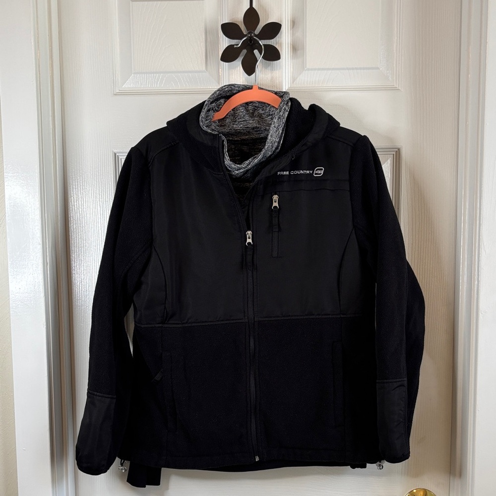 Free Country Black Utility Jacket and 90 Degree Turtleneck Cold Wear  2 Pcs. EUC